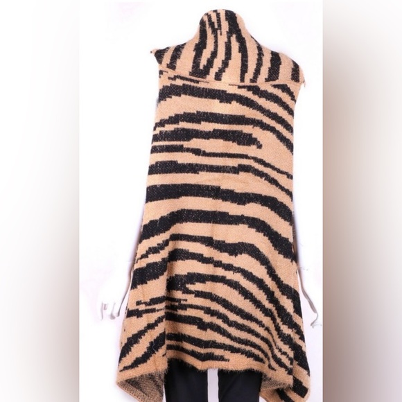 Zebra Print Textured Vest-Tan - Picture 5 of 5